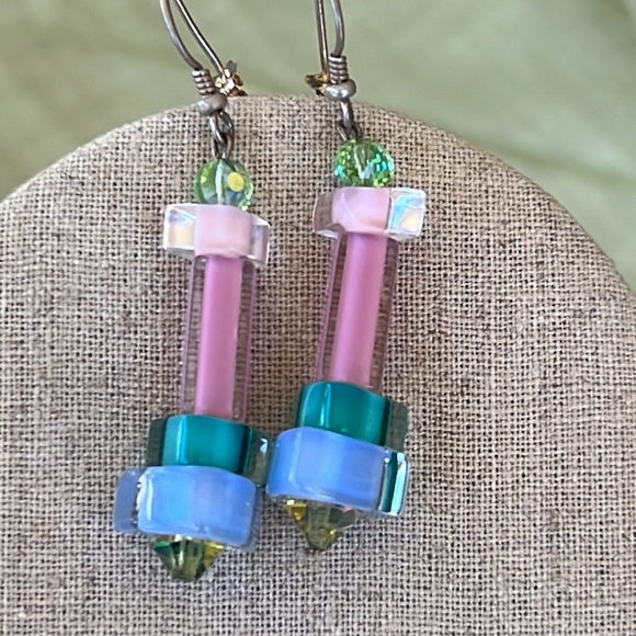 Vintage Czech Glass Handmade Dangle Earrings - Picture 2 of 6